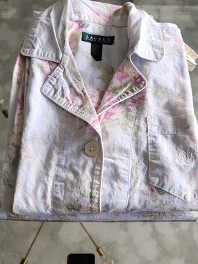 Lauren Ralph Lauren White Floral Cotton Pjs